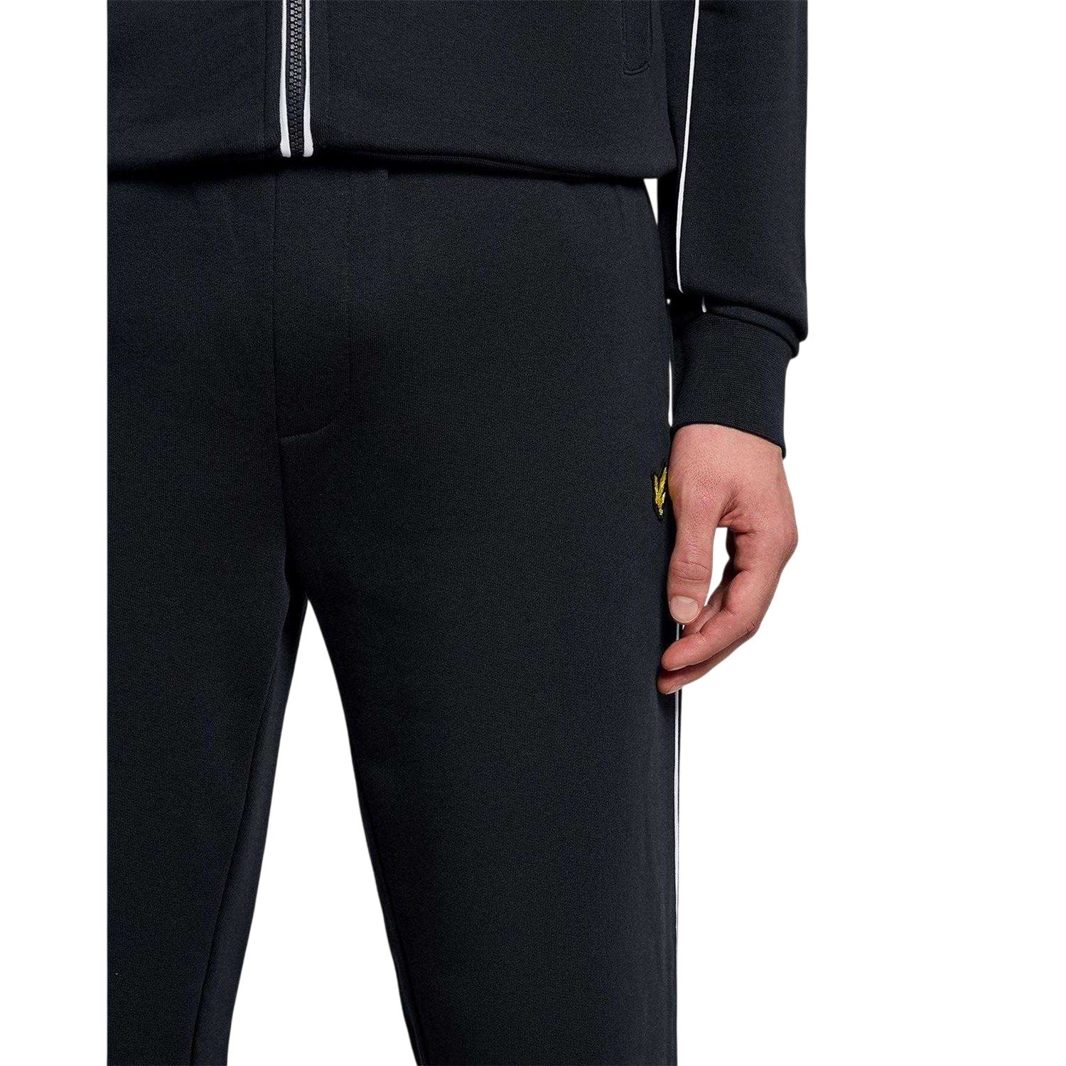 Dark Navy - Side - Lyle & Scott Mens Open Hem Tracksuit Bottoms