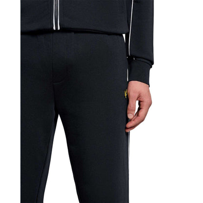 Dark Navy - Side - Lyle & Scott Mens Open Hem Tracksuit Bottoms