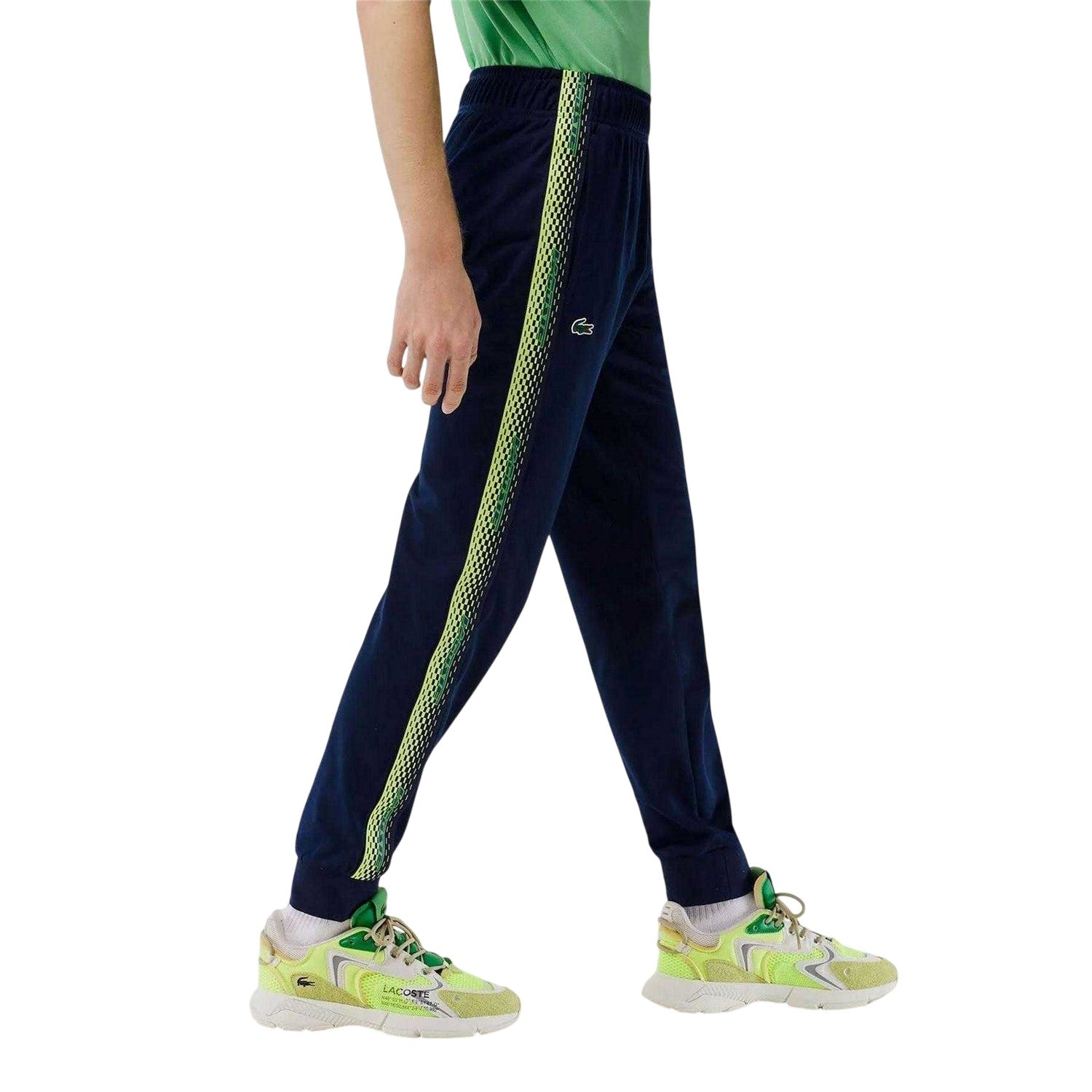 Navy Blue - Side - Lacoste Mens Logo Tapered Tennis Tracksuit Bottoms