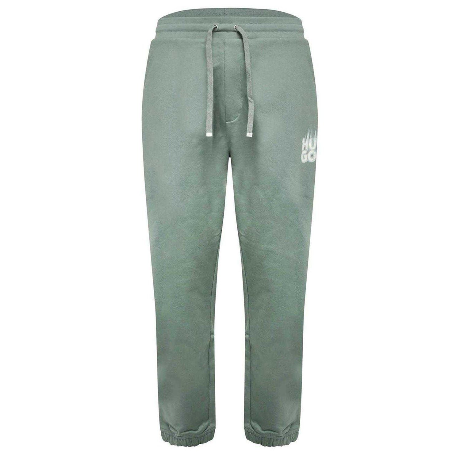 Green - Front - Hugo Mens Dilbero Smoke Logo Tapered Tracksuit Bottoms