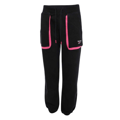 Black - Front - Reebok Womens-Ladies Logo Jogging Bottoms