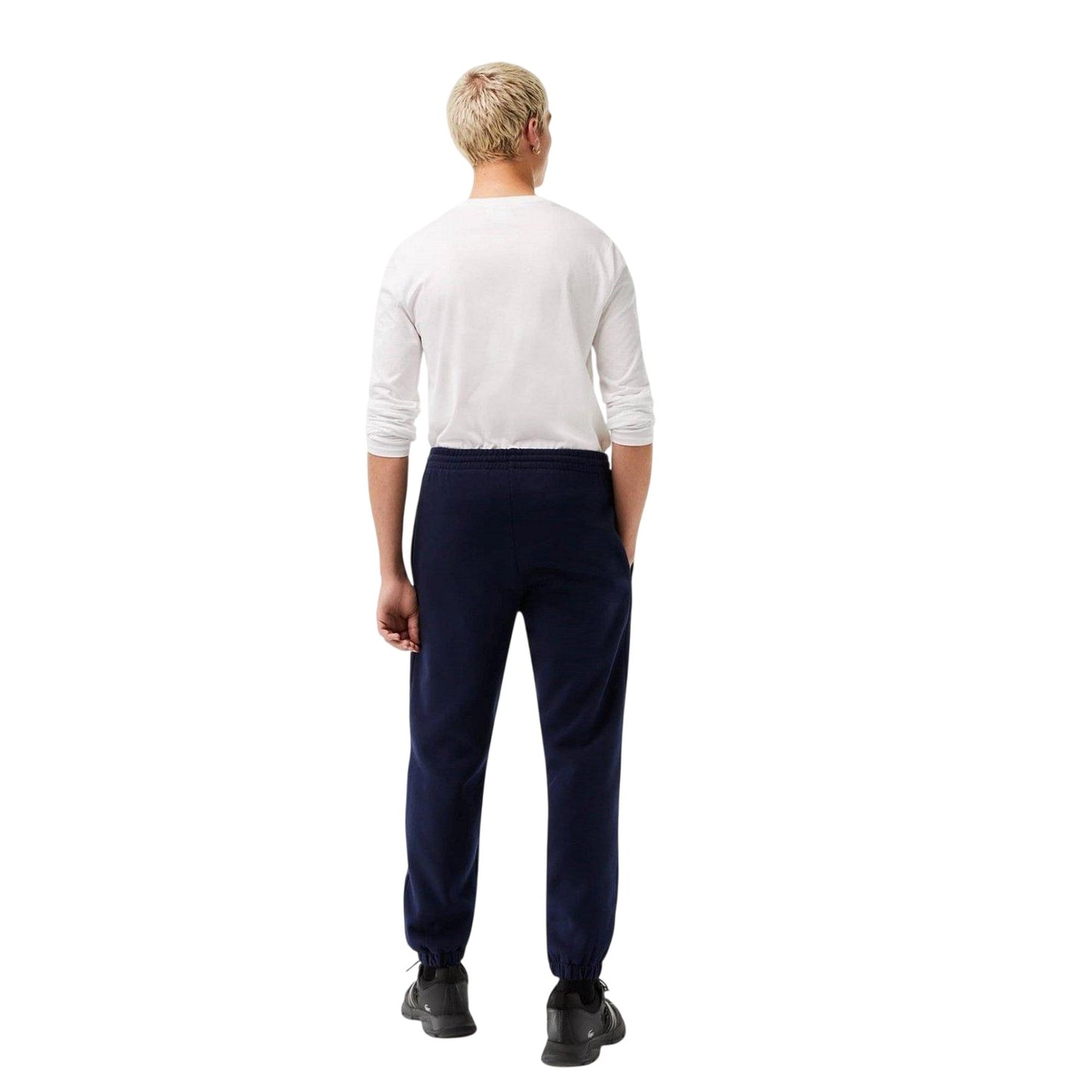 Blue - Back - Lacoste Mens Fleece Monogram Tracksuit Bottoms