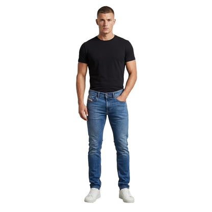 Blue Denim - Lifestyle - Diesel Mens Denim Mid Rise Straight Leg Jeans