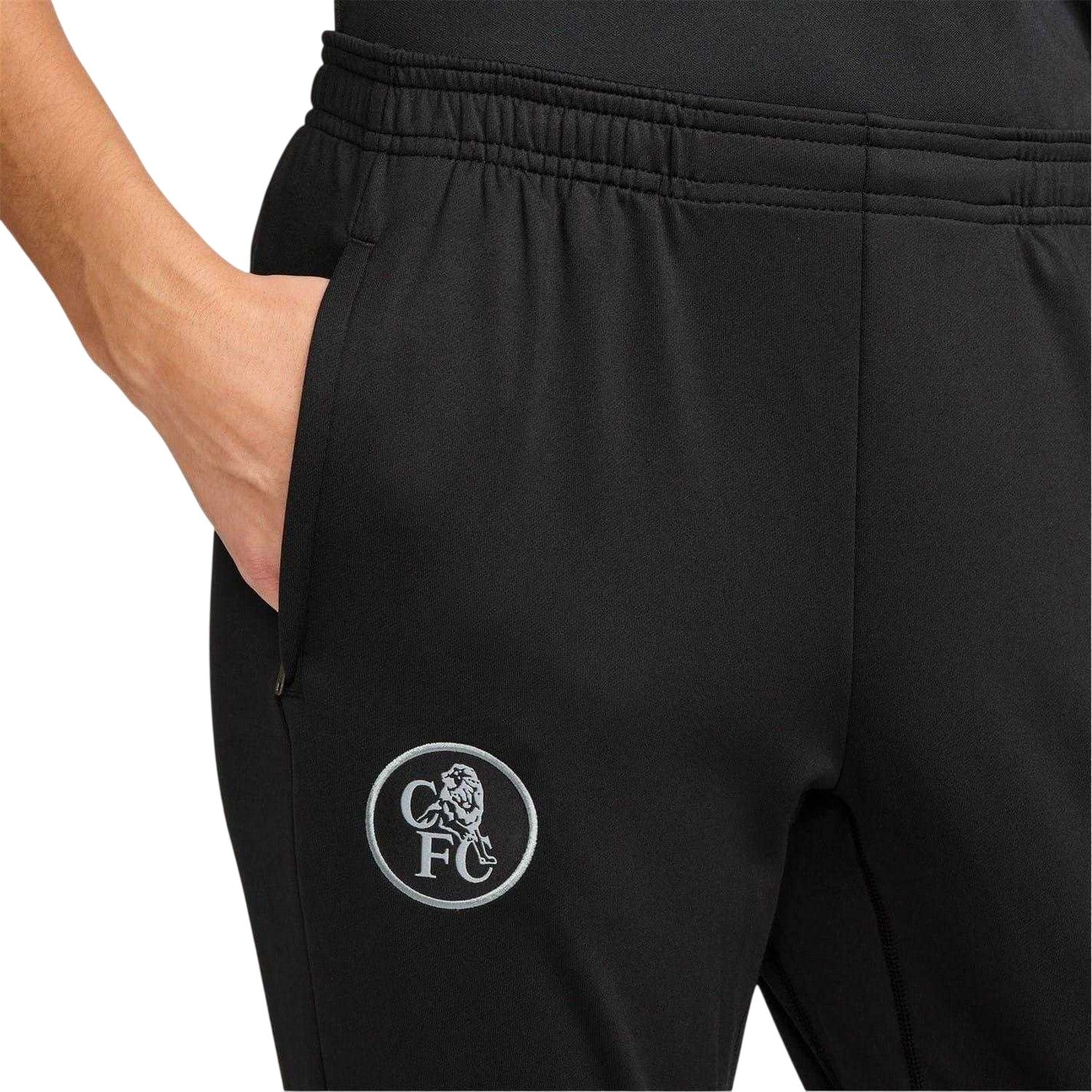 Black-Silver - Side - Nike Womens-Ladies 2025-2026 Strike Chelsea FC Tracksuit Bottoms