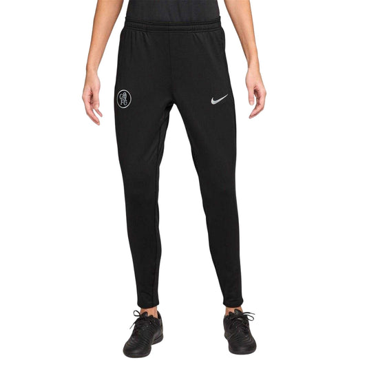 Black-Silver - Front - Nike Womens-Ladies 2025-2026 Strike Chelsea FC Tracksuit Bottoms