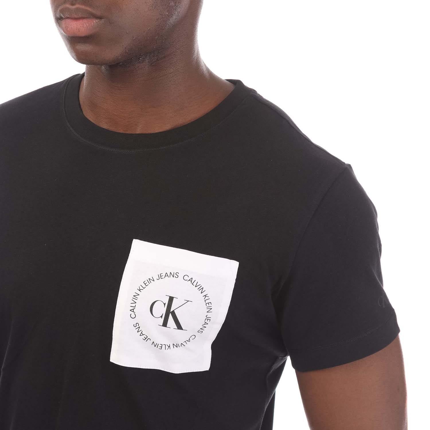 Black - Side - Calvin Klein Mens Logo Pocket T-Shirt
