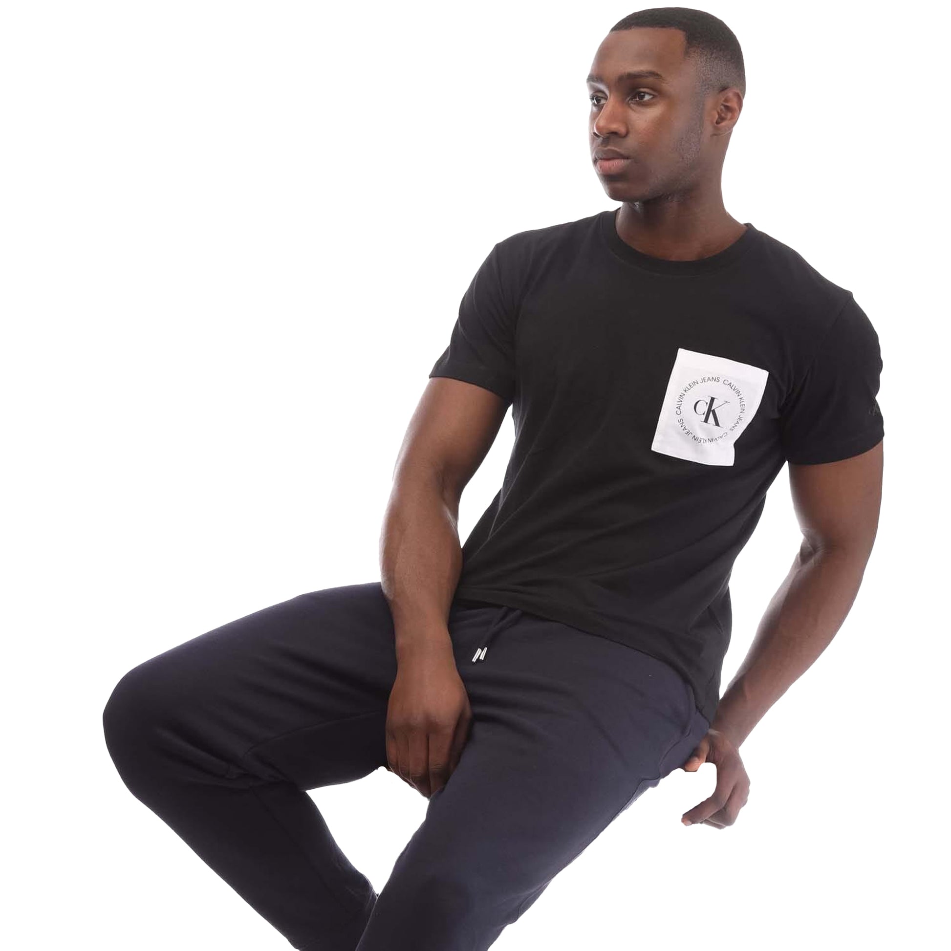 Black - Lifestyle - Calvin Klein Mens Logo Pocket T-Shirt