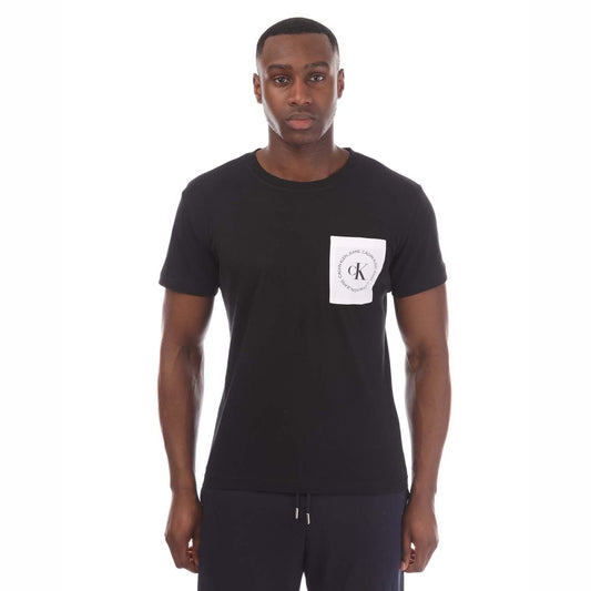 Black - Front - Calvin Klein Mens Logo Pocket T-Shirt