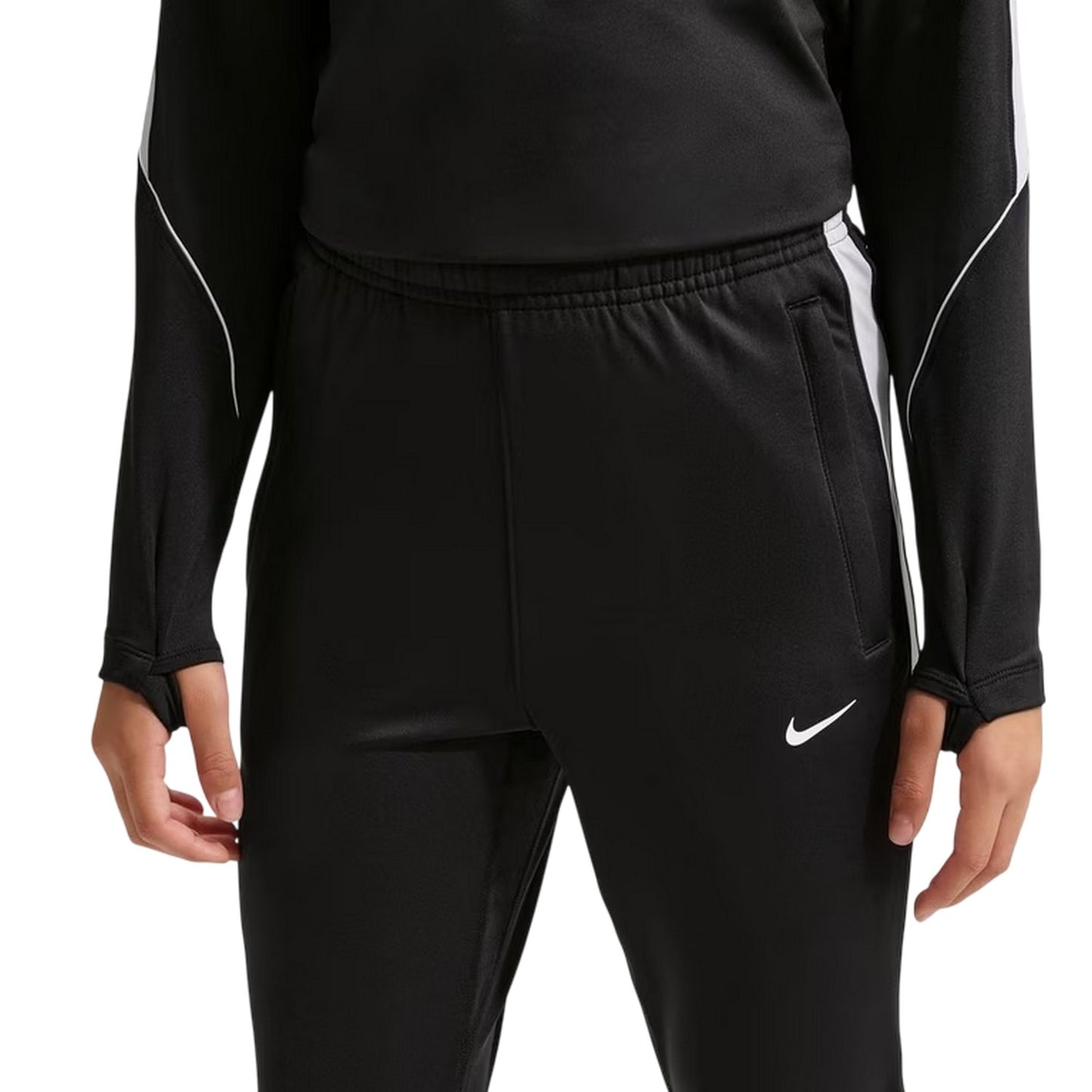Black-White - Side - Nike Childrens-Kids Strike Dri-FIT Tracksuit Bottoms