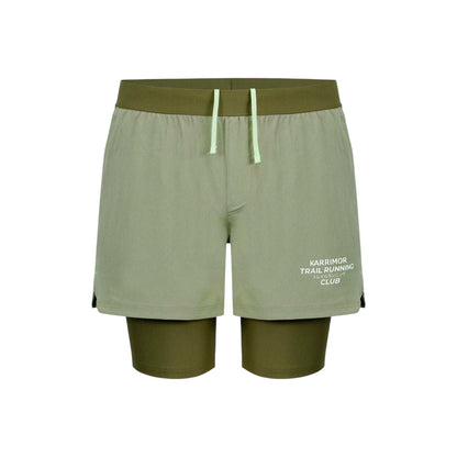 Olive - Front - Karrimor Mens Performance 2 in 1 Running Shorts