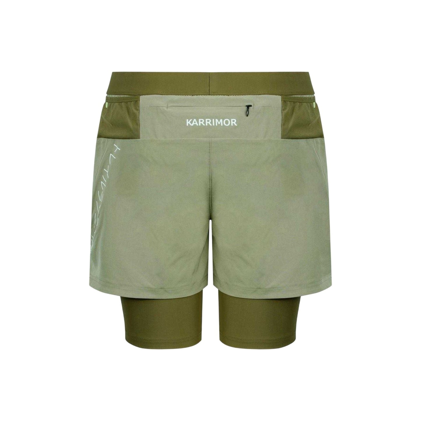 Olive - Back - Karrimor Mens Performance 2 in 1 Running Shorts