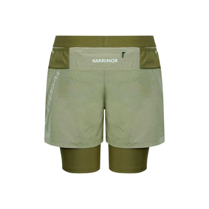 Olive - Back - Karrimor Mens Performance 2 in 1 Running Shorts