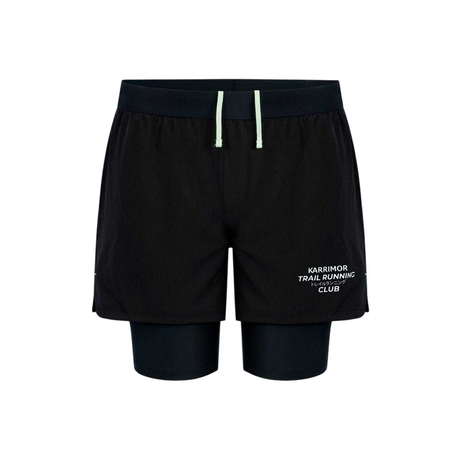 Black - Front - Karrimor Mens Performance 2 in 1 Running Shorts