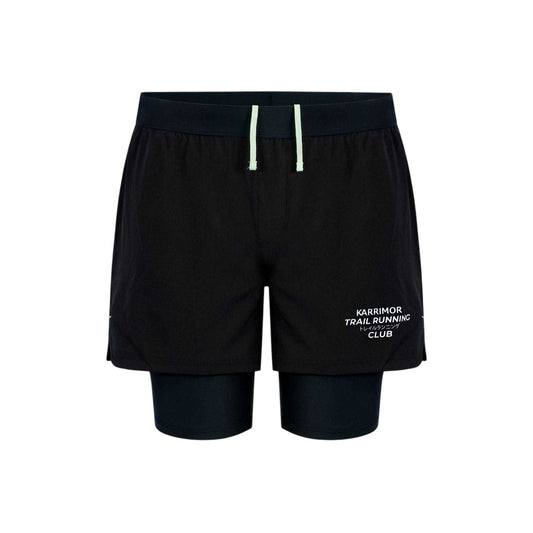 Black - Front - Karrimor Mens Performance 2 in 1 Running Shorts