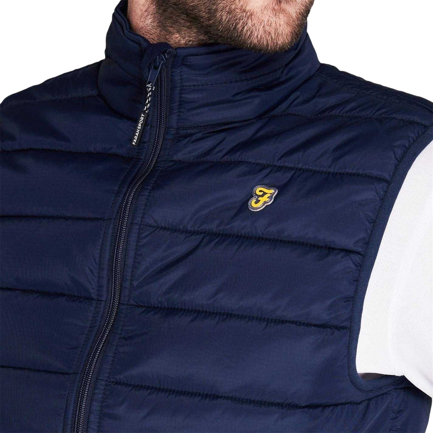 Yale Blue - Side - Farah Mens Dover Quilted Gilet