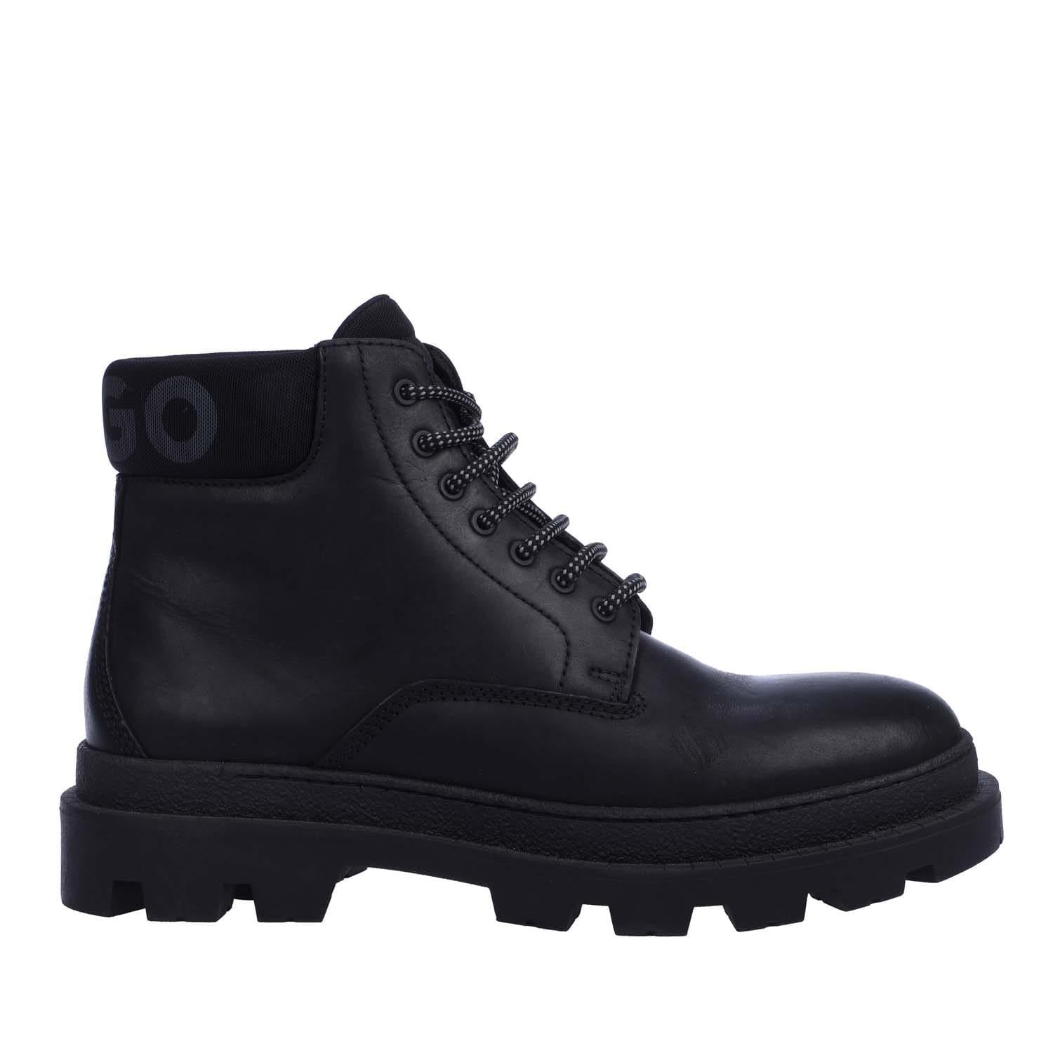 Black - Front - Hugo Mens Graham Leather Ankle Boots