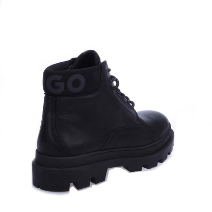 Black - Side - Hugo Mens Graham Leather Ankle Boots