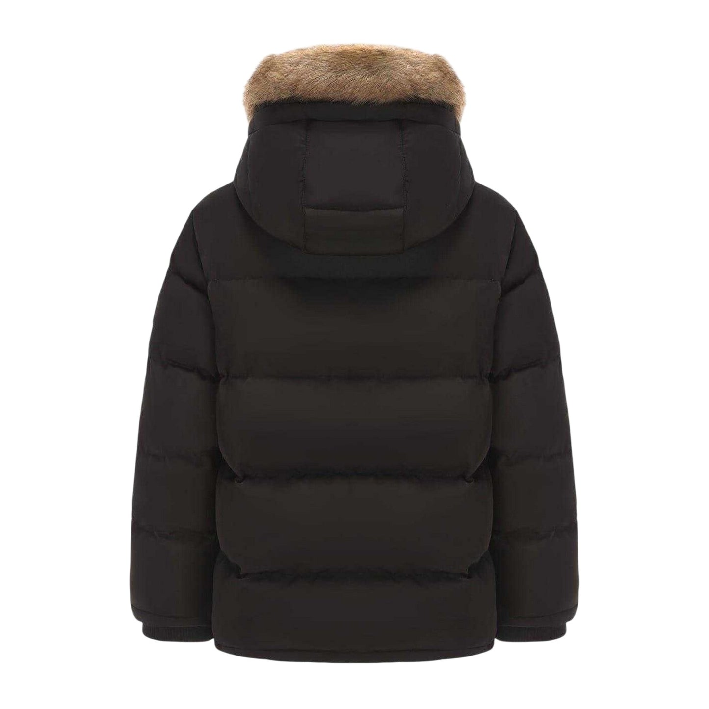 Black - Back - SoulCal Childrens-Kids Quilted Fleece Double Zip Puffer Jacket