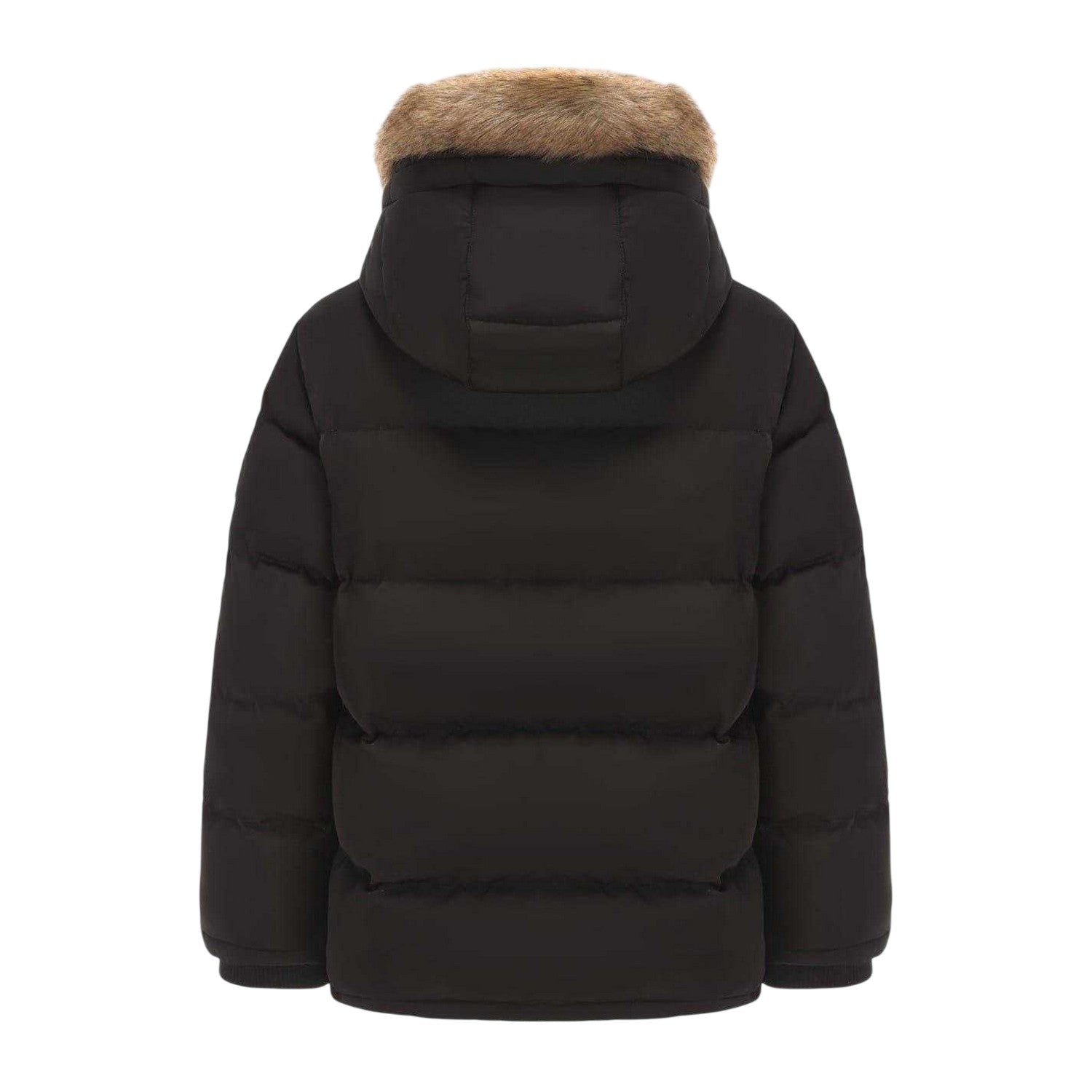 Black - Back - SoulCal Childrens-Kids Quilted Fleece Double Zip Puffer Jacket