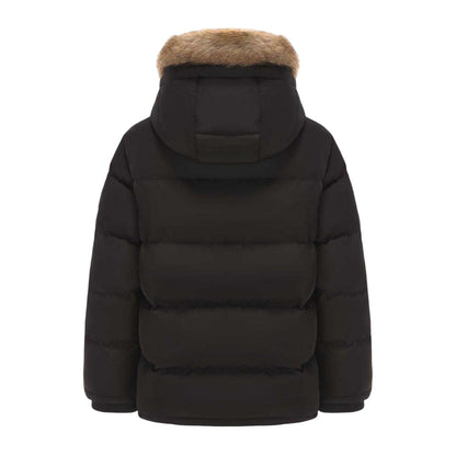 Black - Back - SoulCal Childrens-Kids Quilted Fleece Double Zip Puffer Jacket