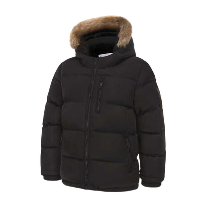 Black - Side - SoulCal Childrens-Kids Quilted Fleece Double Zip Puffer Jacket