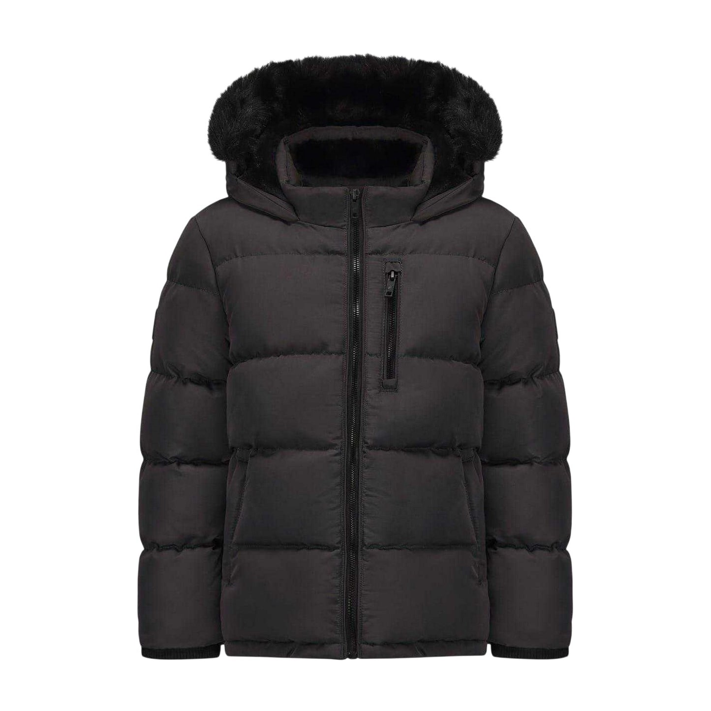 Charcoal - Front - SoulCal Childrens-Kids Quilted Fleece Double Zip Puffer Jacket