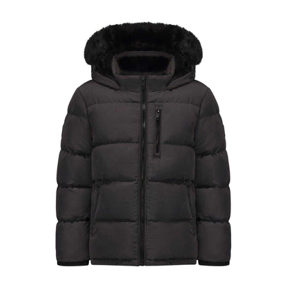Charcoal - Front - SoulCal Childrens-Kids Quilted Fleece Double Zip Puffer Jacket