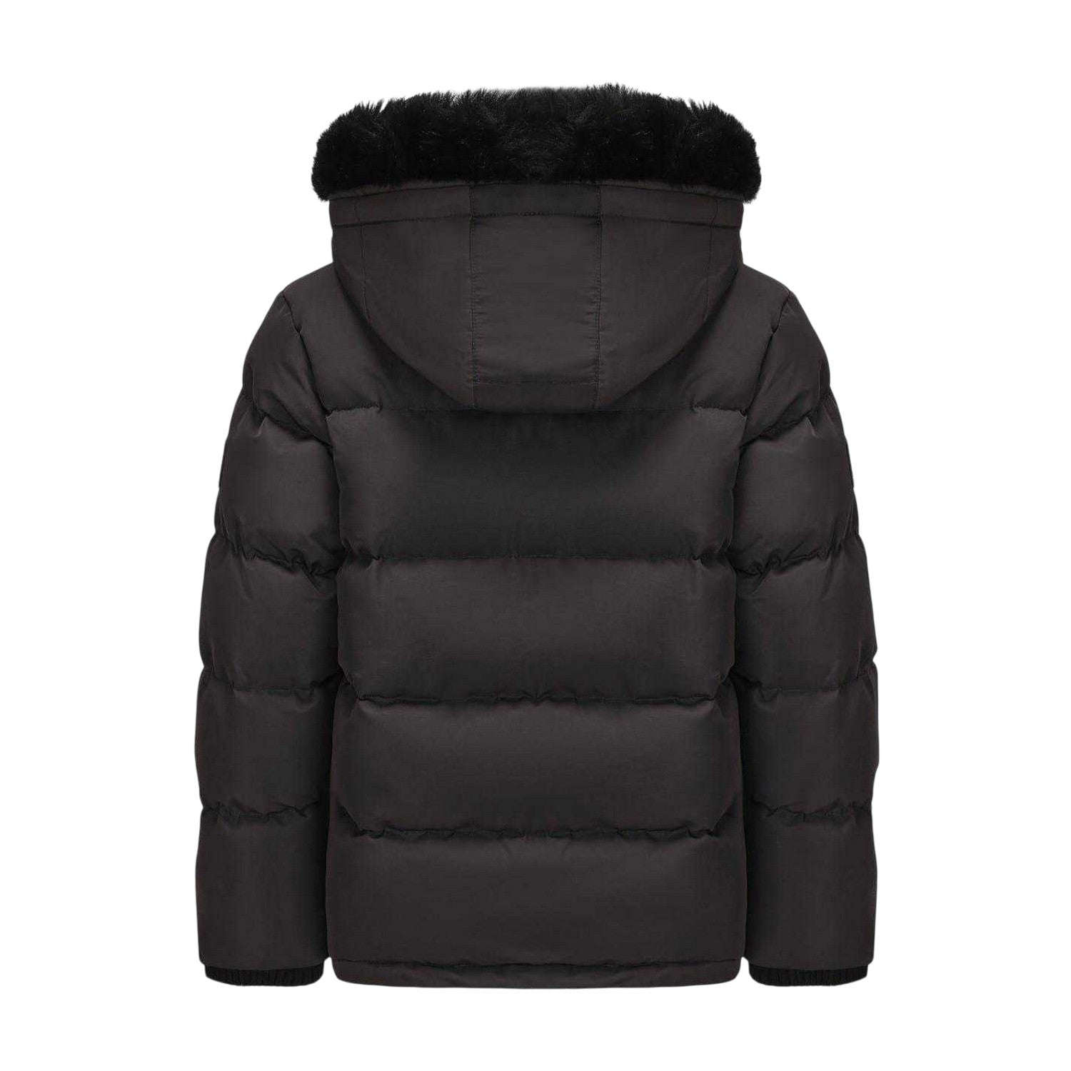 Charcoal - Back - SoulCal Childrens-Kids Quilted Fleece Double Zip Puffer Jacket