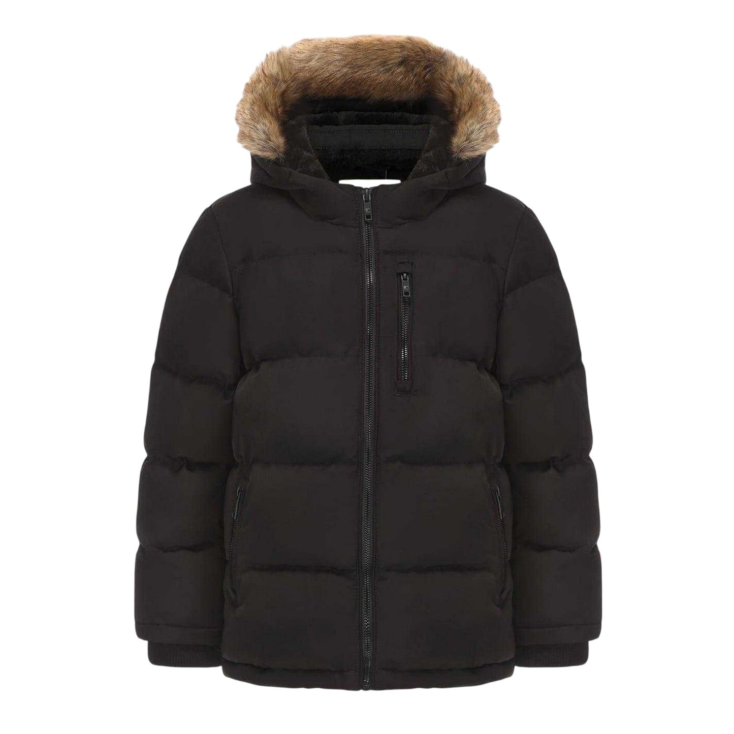 Black - Front - SoulCal Childrens-Kids Quilted Fleece Double Zip Puffer Jacket