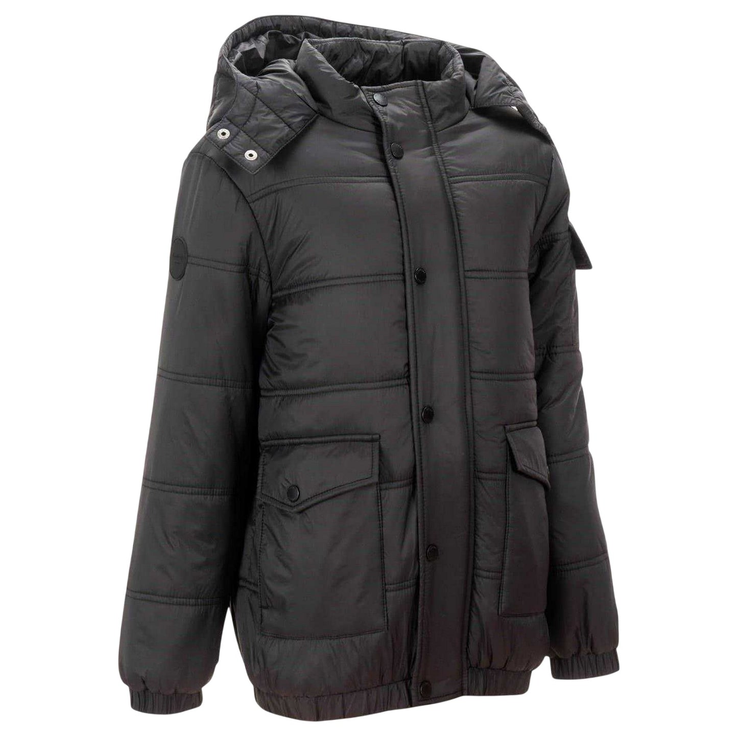 Black - Side - Firetrap Boys Quilted Faux Fur Hood Jacket