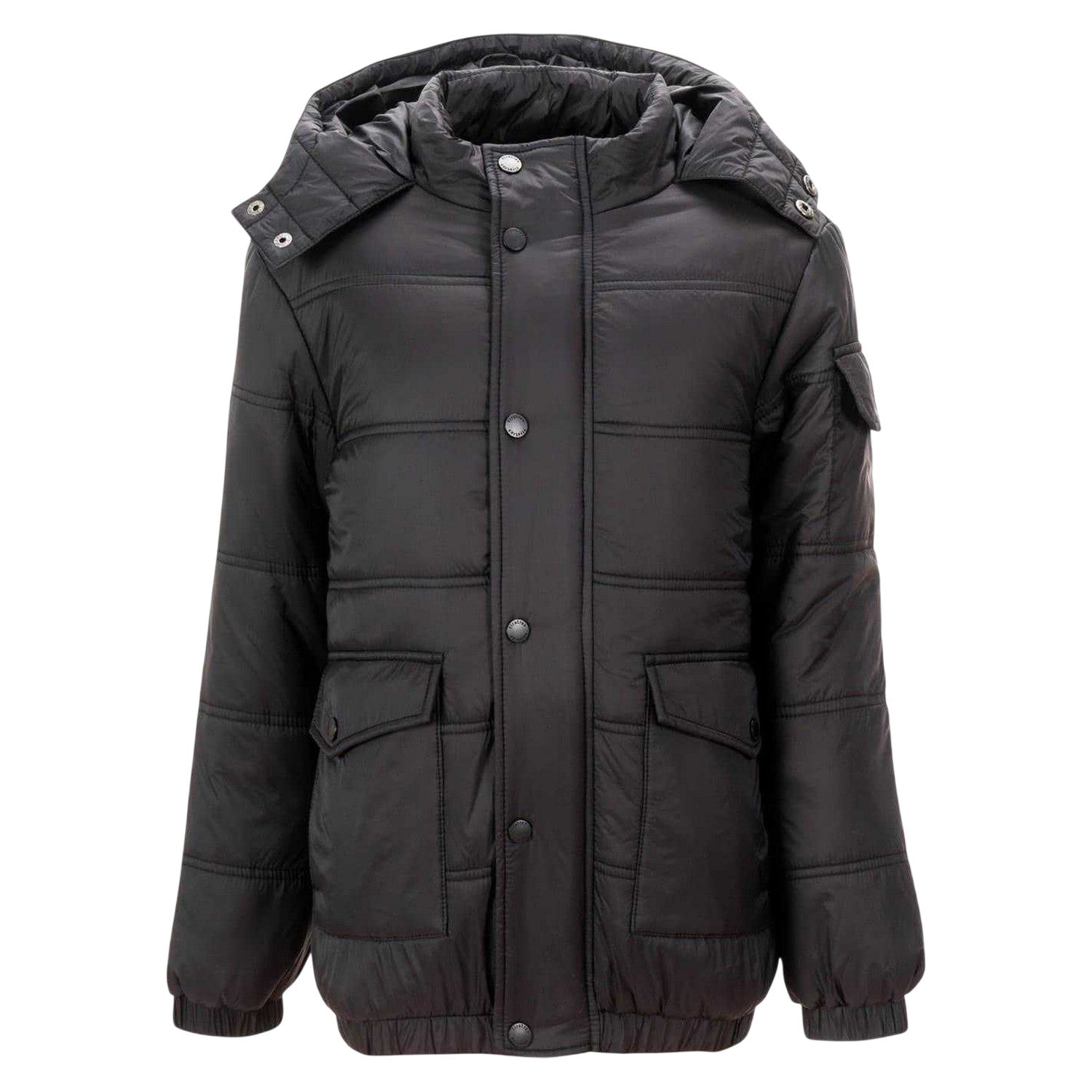Black - Front - Firetrap Boys Quilted Faux Fur Hood Jacket