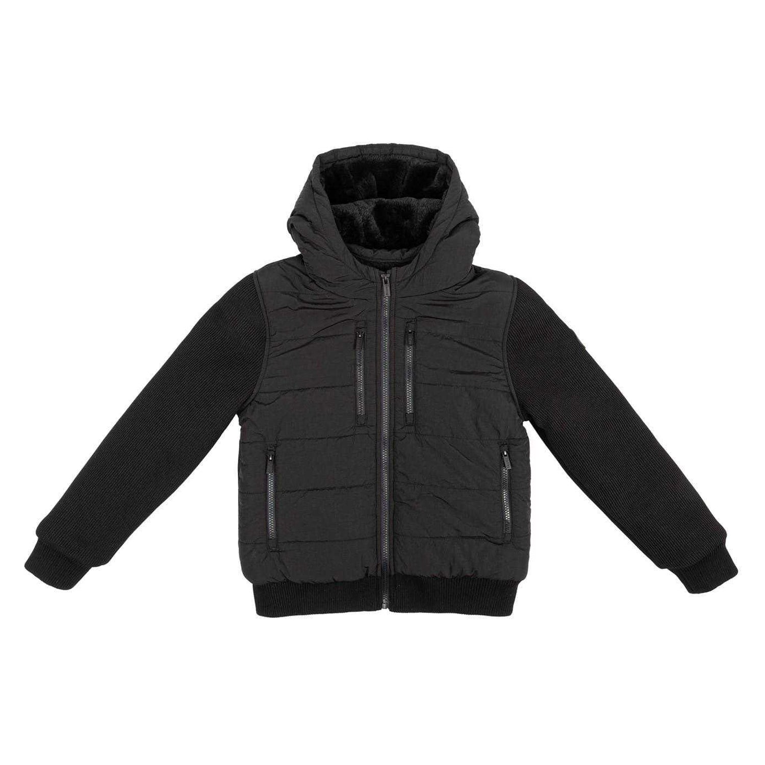 Black - Front - Firetrap Boys Sartorial Quilted Hooded Jacket