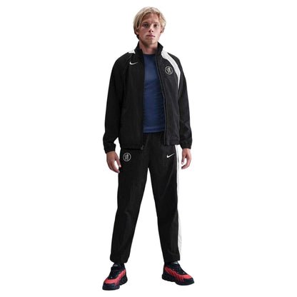 Black-Silver - Front - Nike Mens T90 Chelsea FC Tracksuit Bottoms