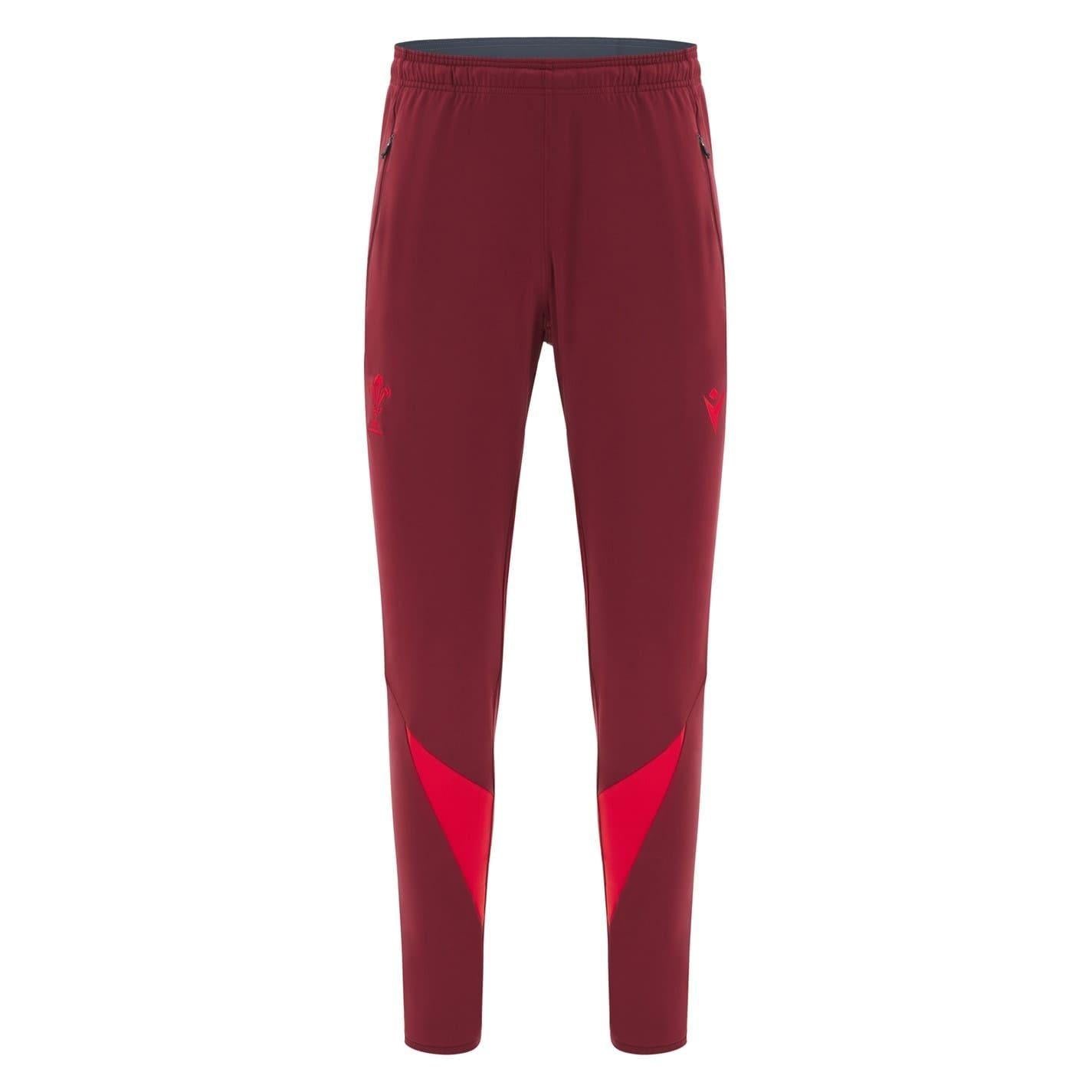 Red - Front - Wales RU Mens Macron Jogging Bottoms