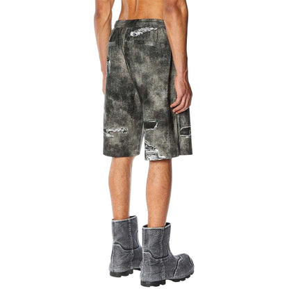 Black-Grey - Side - Diesel Mens Denim Stone Wash Shorts