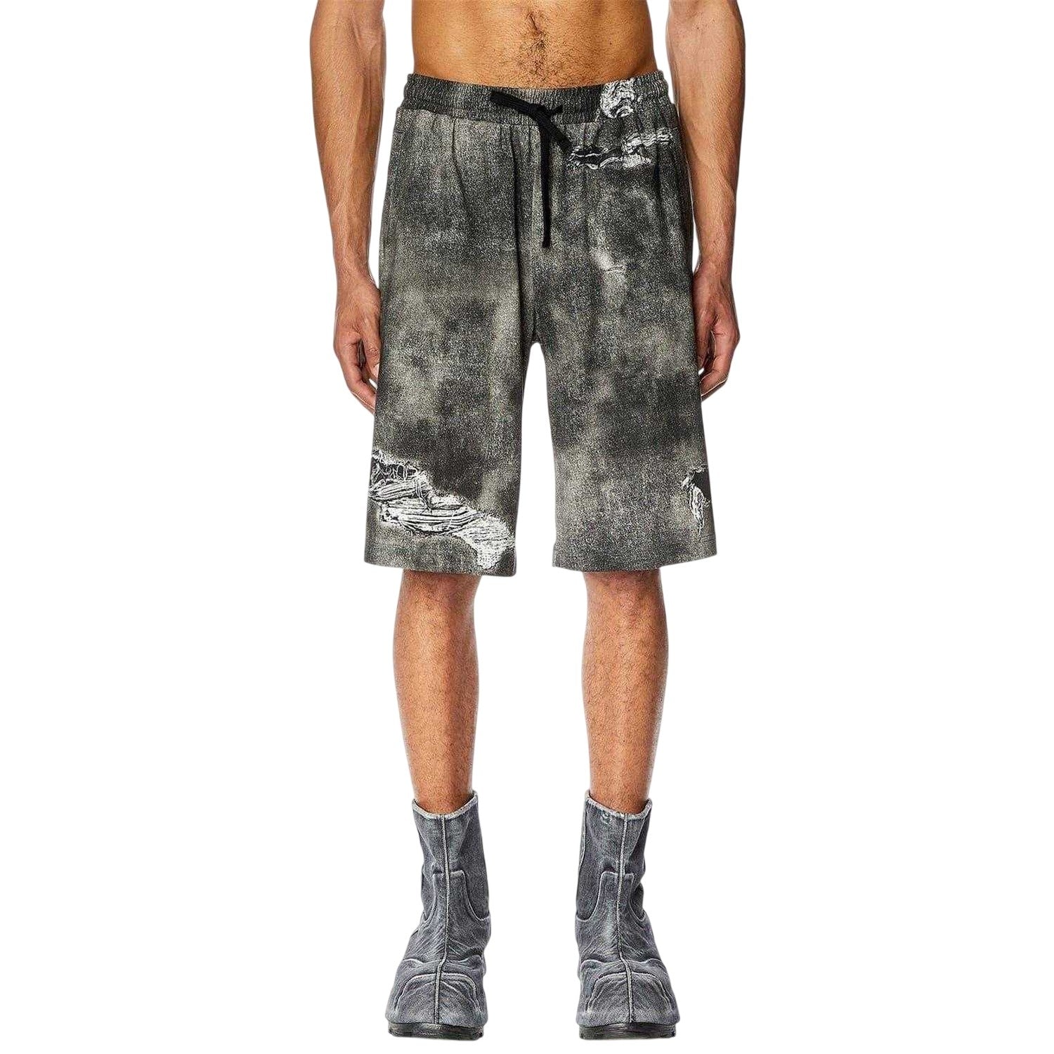 Black-Grey - Lifestyle - Diesel Mens Denim Stone Wash Shorts