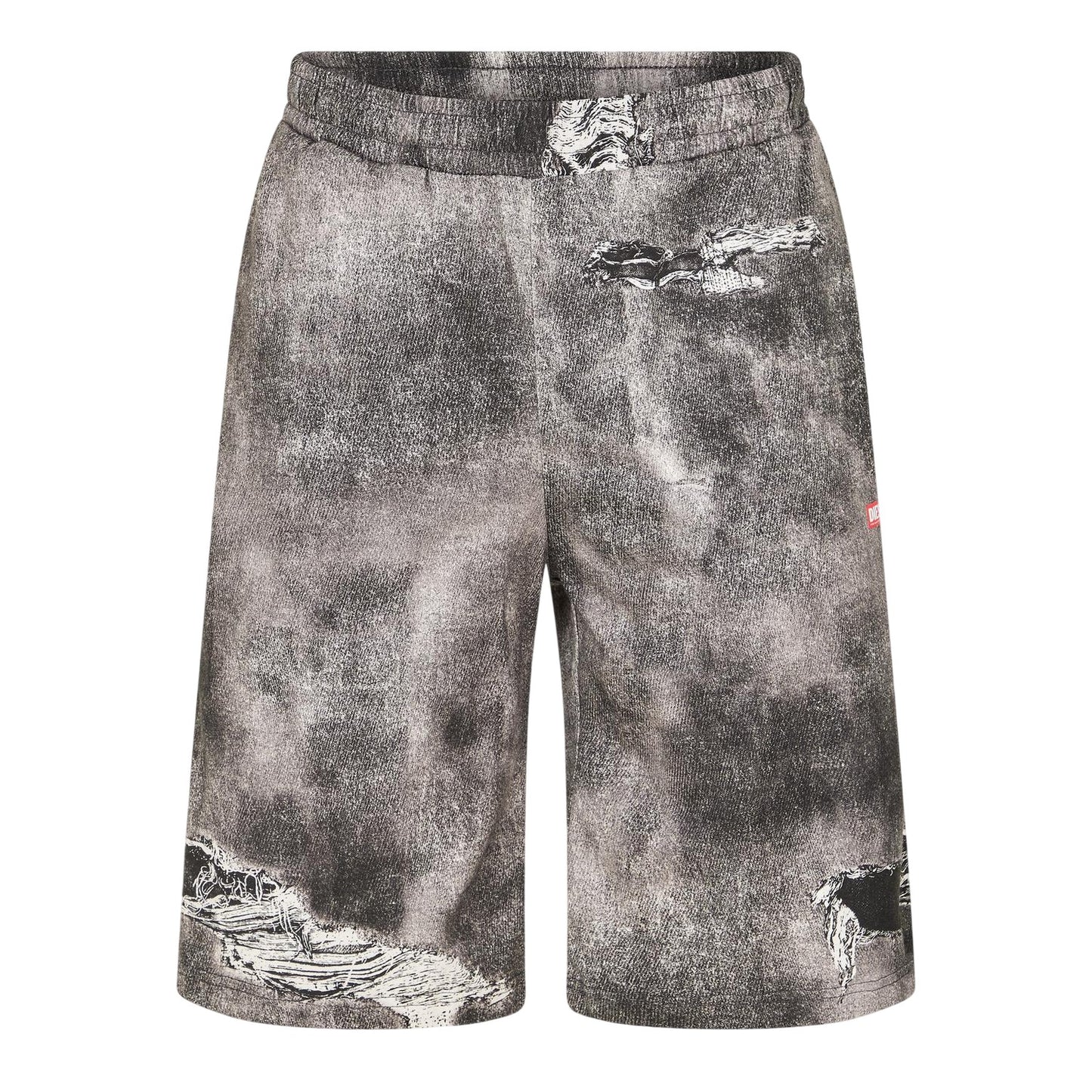 Black-Grey - Front - Diesel Mens Denim Stone Wash Shorts