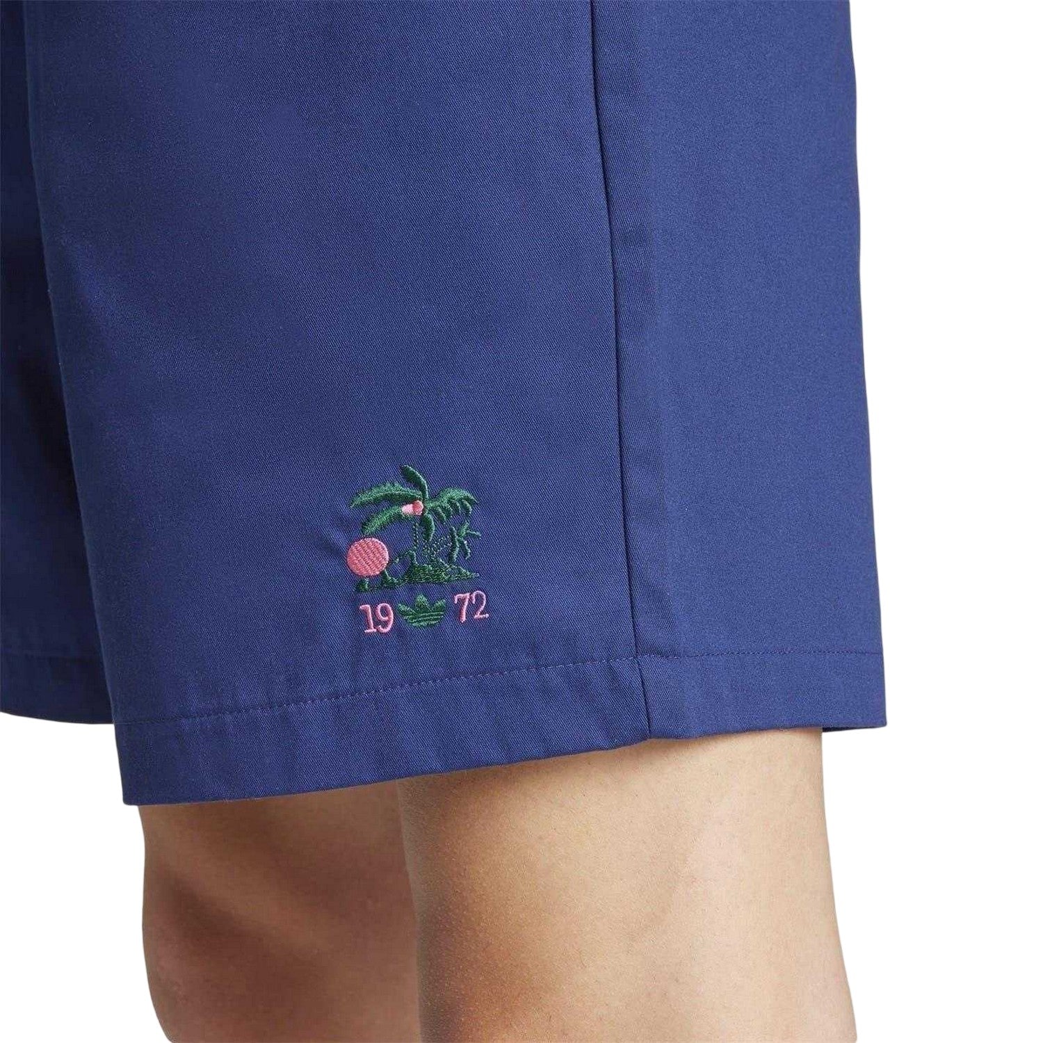 Dark Blue - Side - Adidas Mens Originals Fleece Embroidered Logo Goalkeeper Shorts