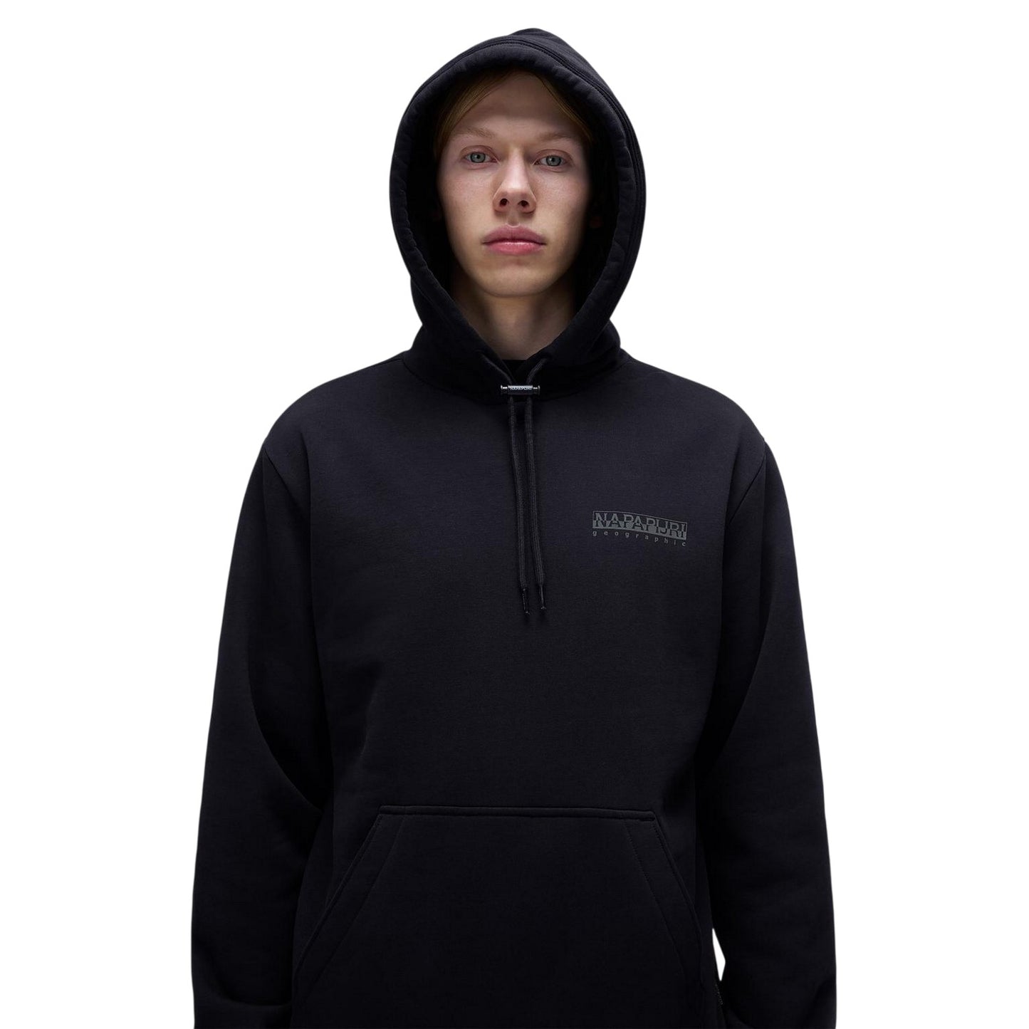 Black - Side - Napapijri Mens Albula Logo Hoodie