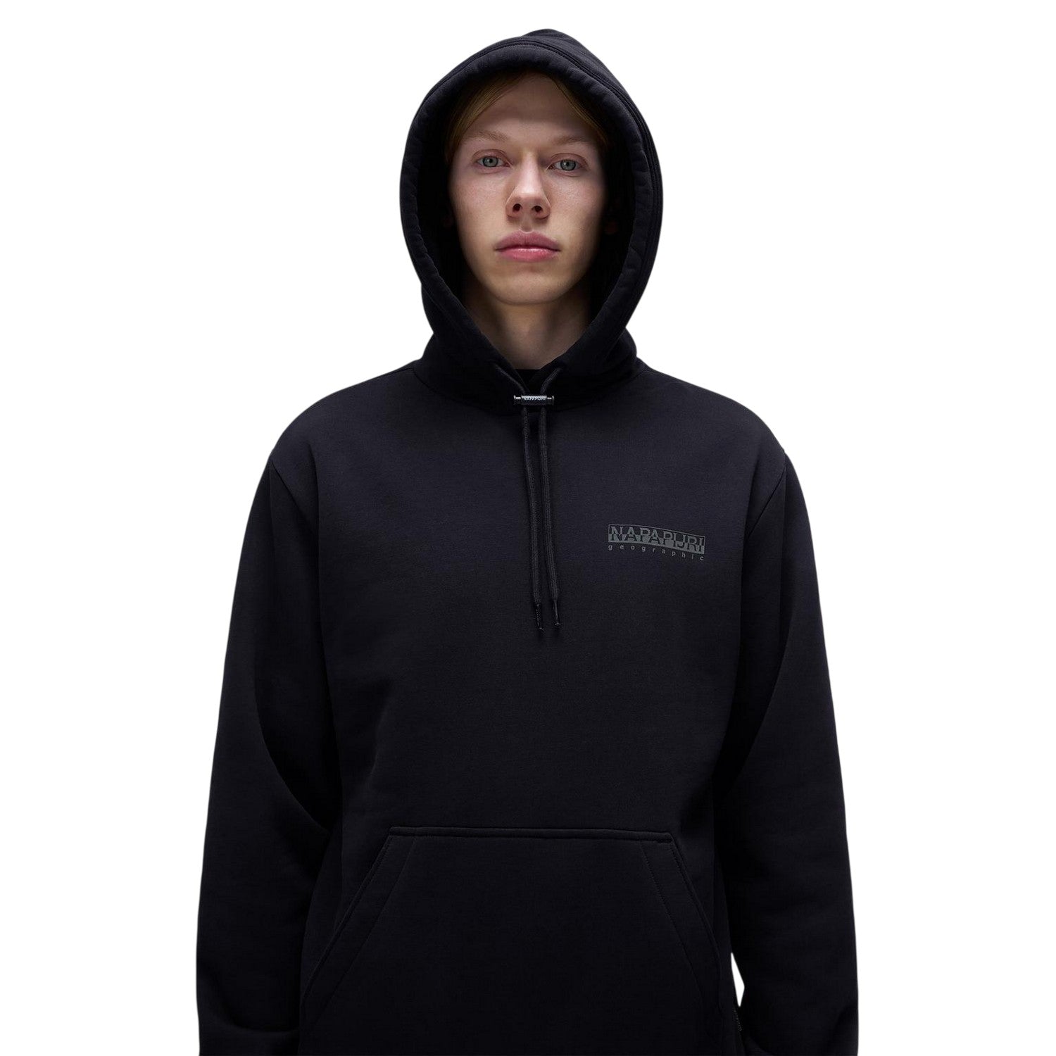 Black - Side - Napapijri Mens Albula Logo Hoodie