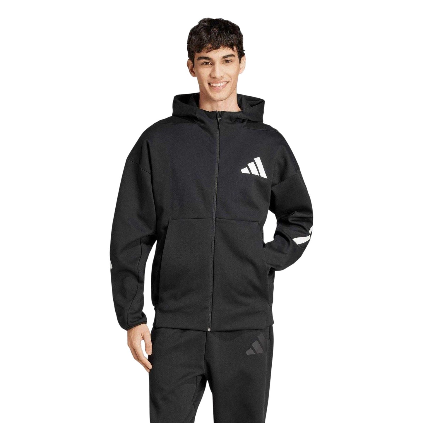 Black - Lifestyle - Adidas Mens Z.N.E. Fleece Full Zip Hoodie