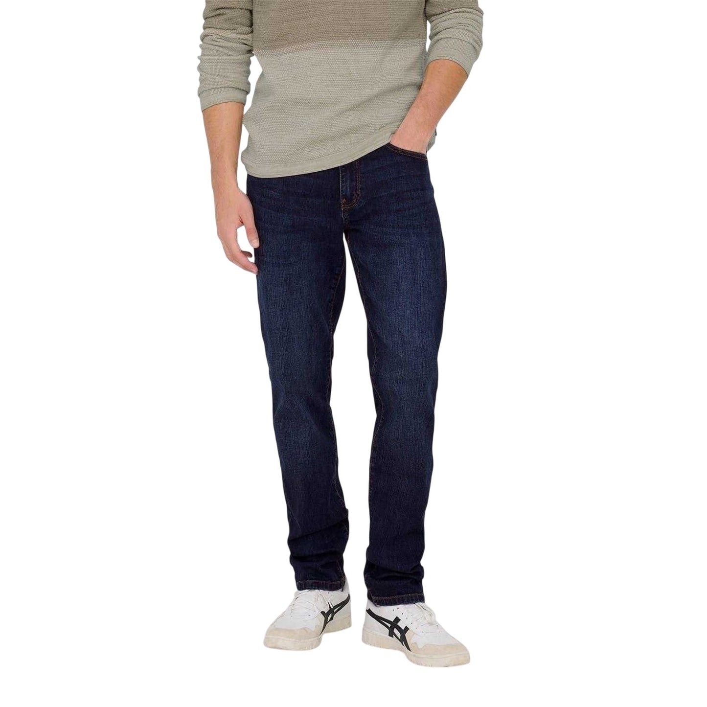 Dark Blue - Front - Only Mens 5 Pockets Tapered Jeans