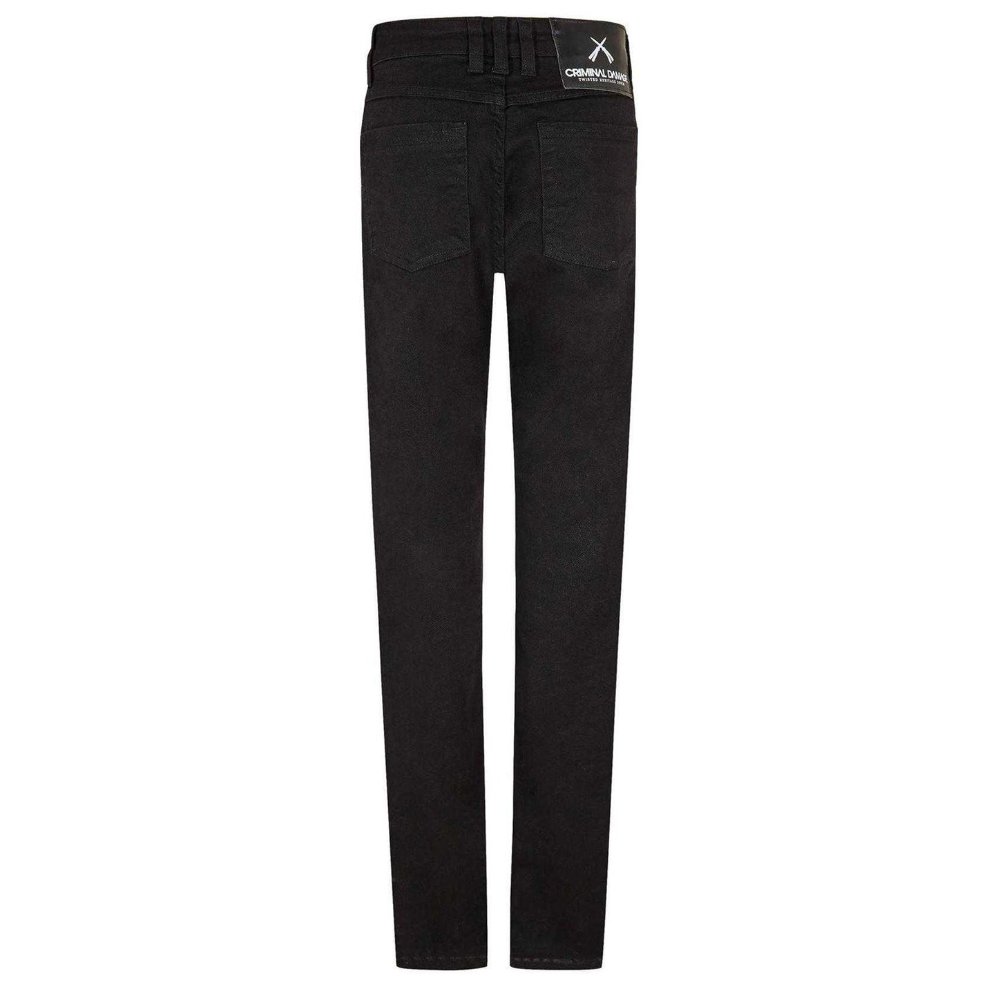 Black - Back - Criminal Damage Mens SOS Ripped Skinny Jeans