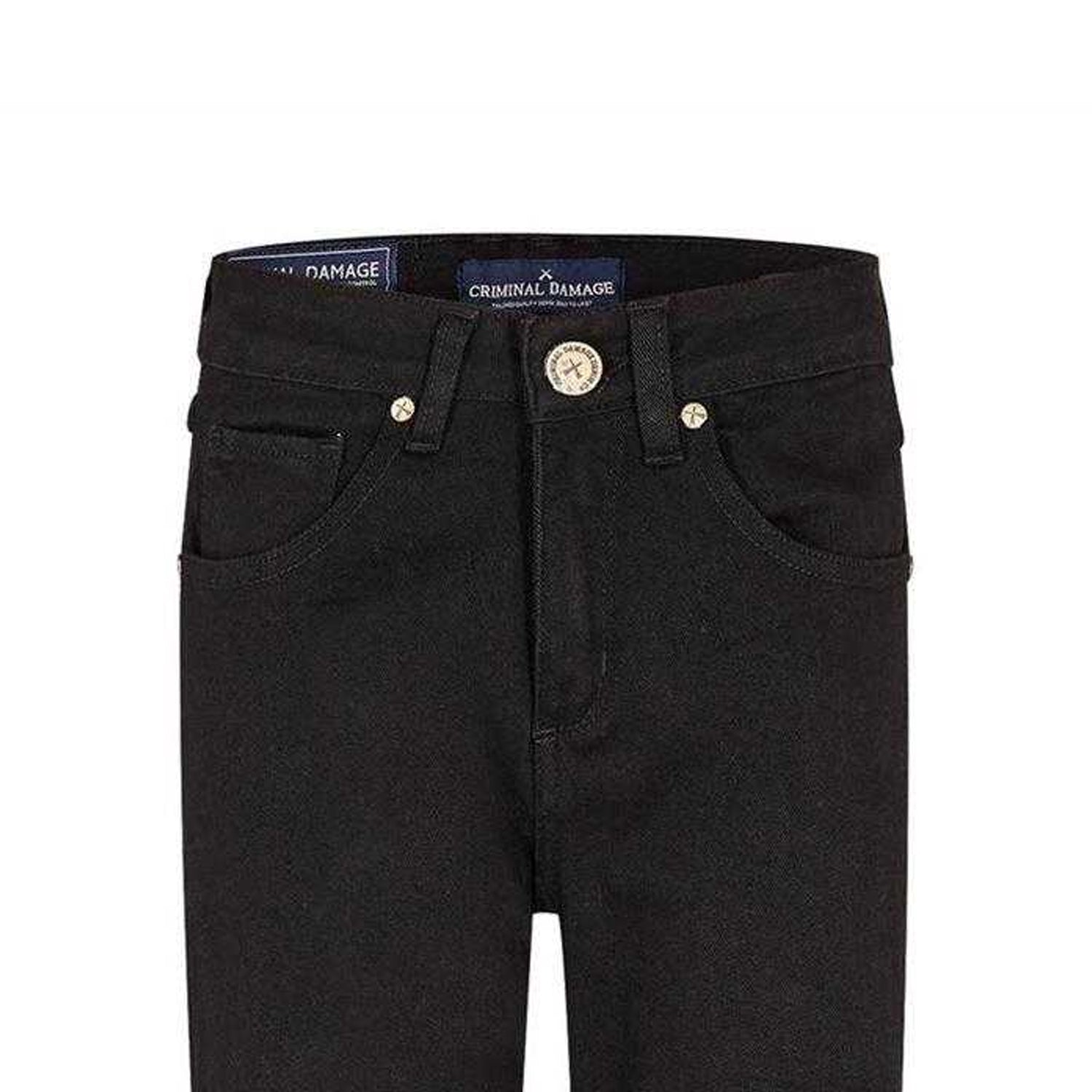 Black - Side - Criminal Damage Mens SOS Ripped Skinny Jeans