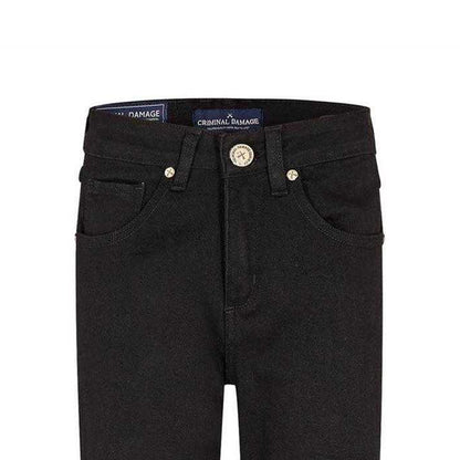 Black - Side - Criminal Damage Mens SOS Ripped Skinny Jeans