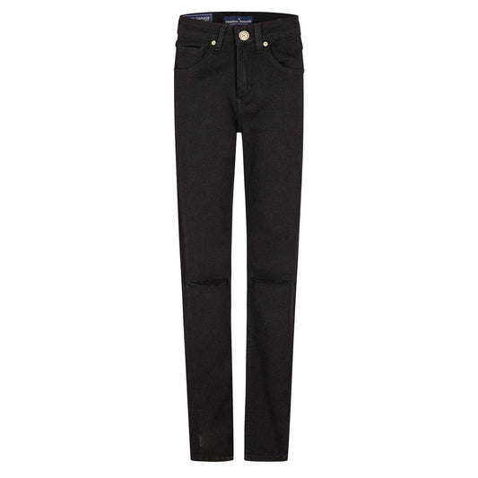 Black - Front - Criminal Damage Mens SOS Ripped Skinny Jeans
