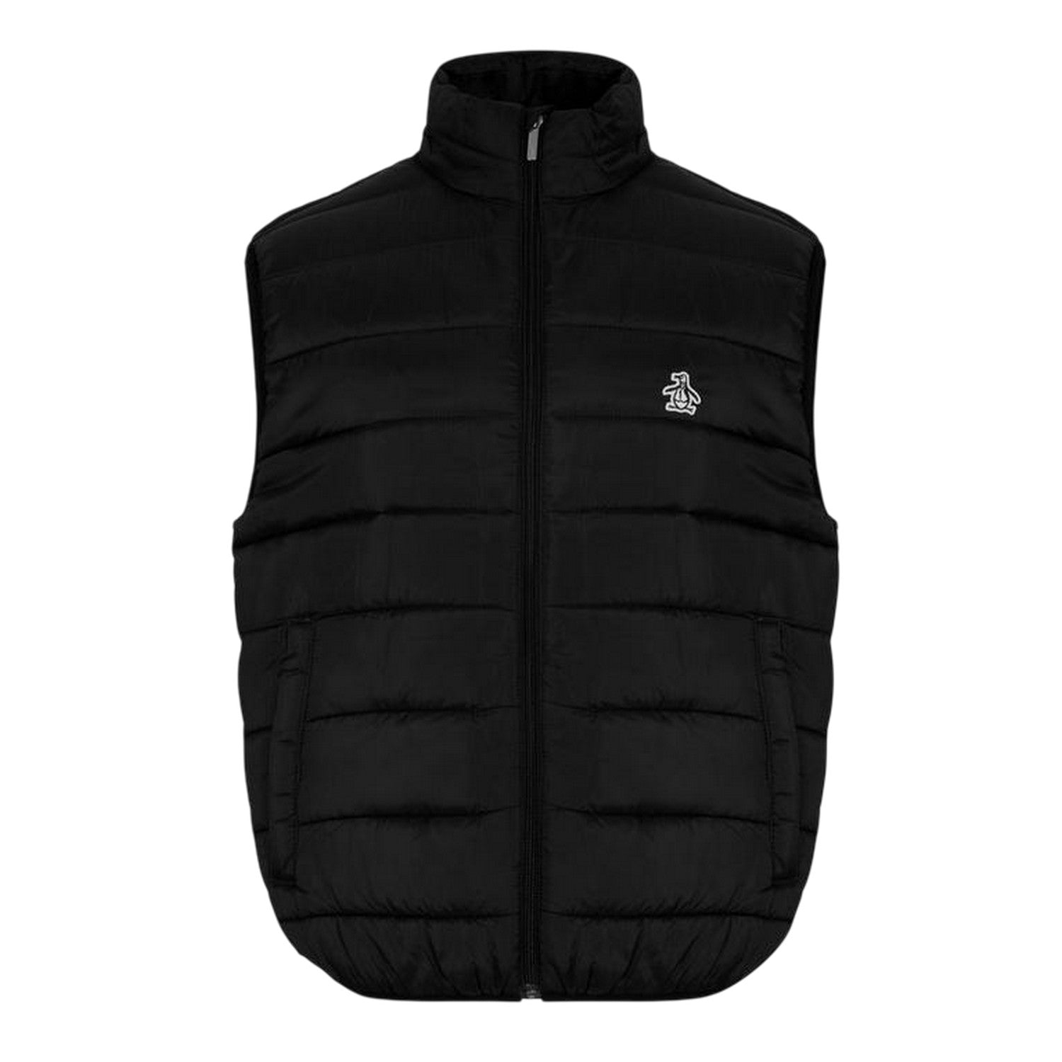 Black - Front - Original Penguin Mens Embroidered Logo Quilted Gilet