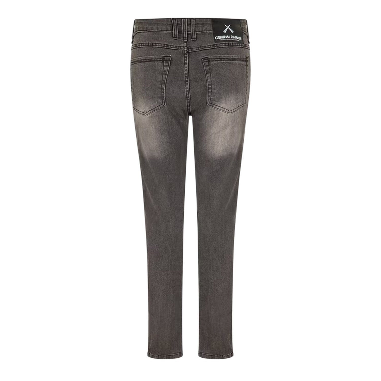 Grey - Back - Criminal Damage Womens-Ladies SOS Ripped Skinny Jeans