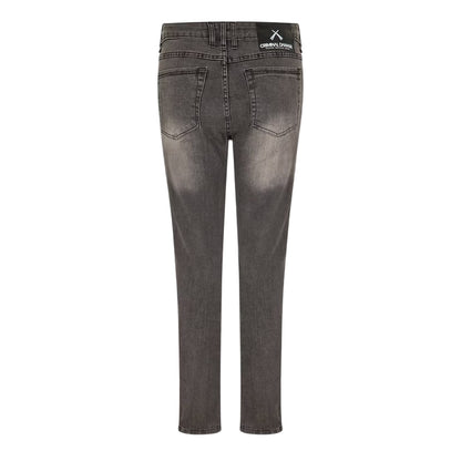 Grey - Back - Criminal Damage Womens-Ladies SOS Ripped Skinny Jeans