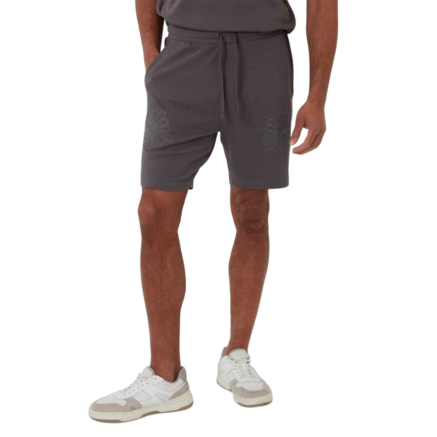 Slate - Front - Threadbare Mens Ardsley Fleece Floral Shorts